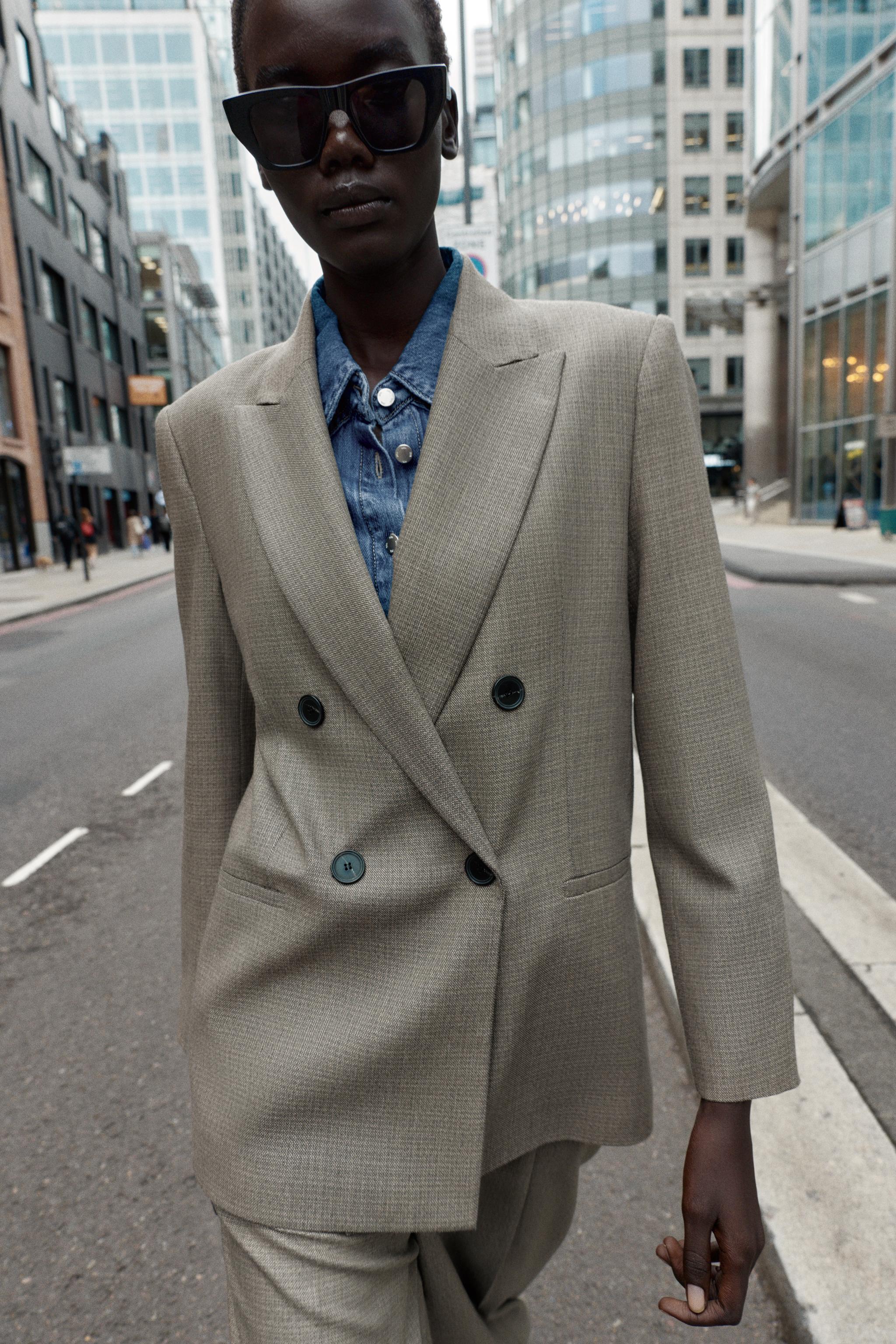 DOUBLE BREASTED BLAZER WITH SHOULDER PADS