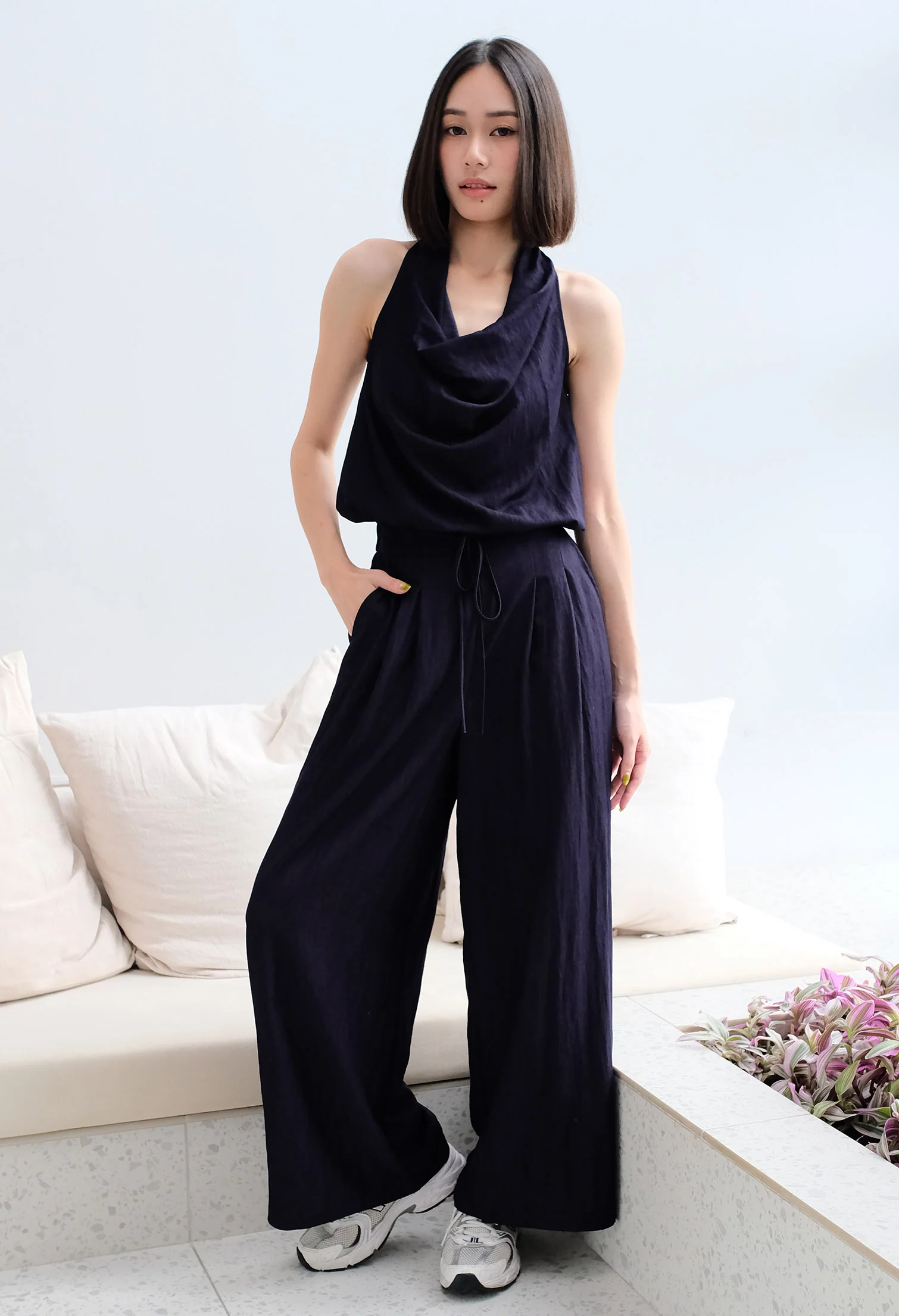 Sierra Drape Halter Top and Wide Cut Pants Two-piece