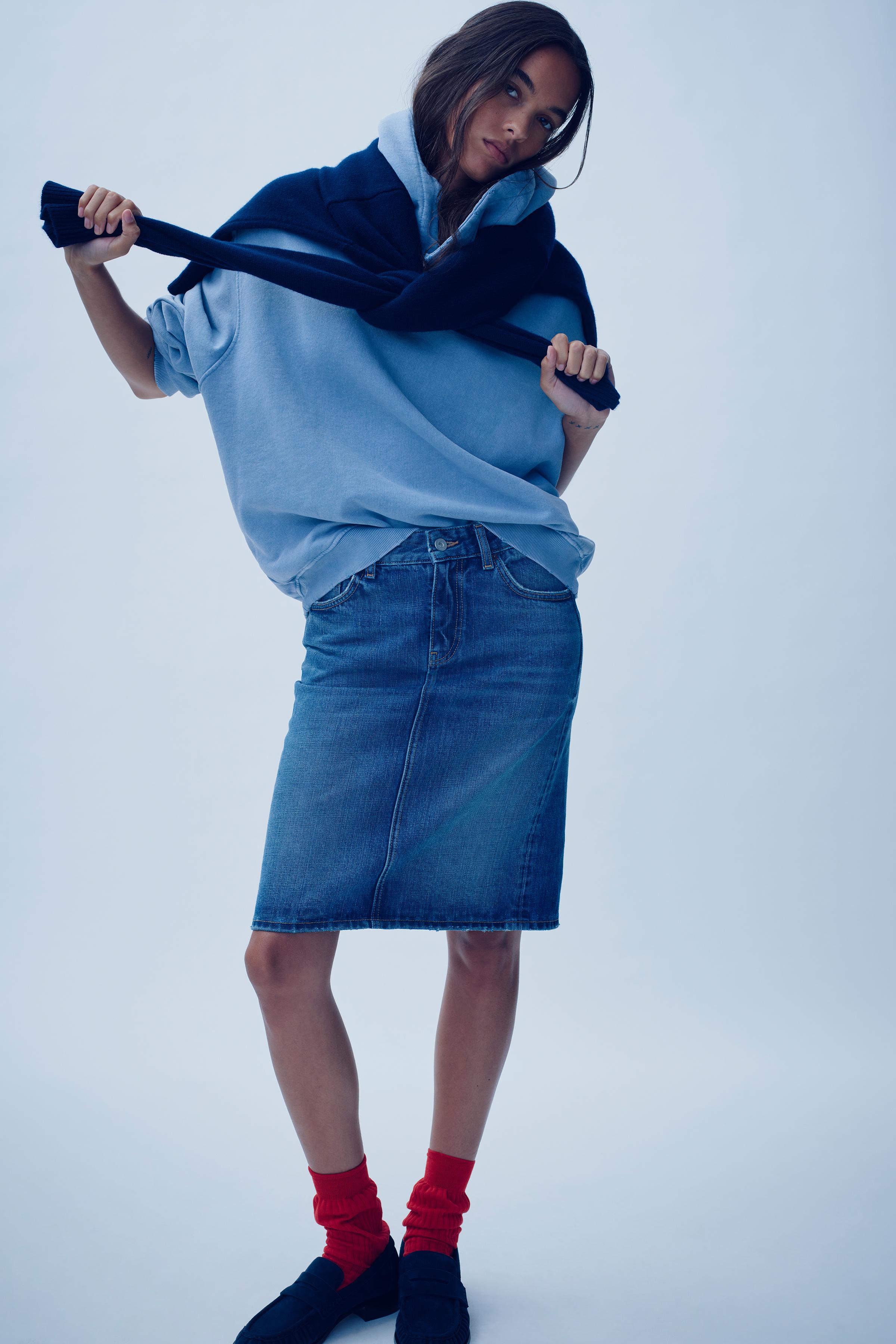 TRF MID-RISE DENIM SKIRT