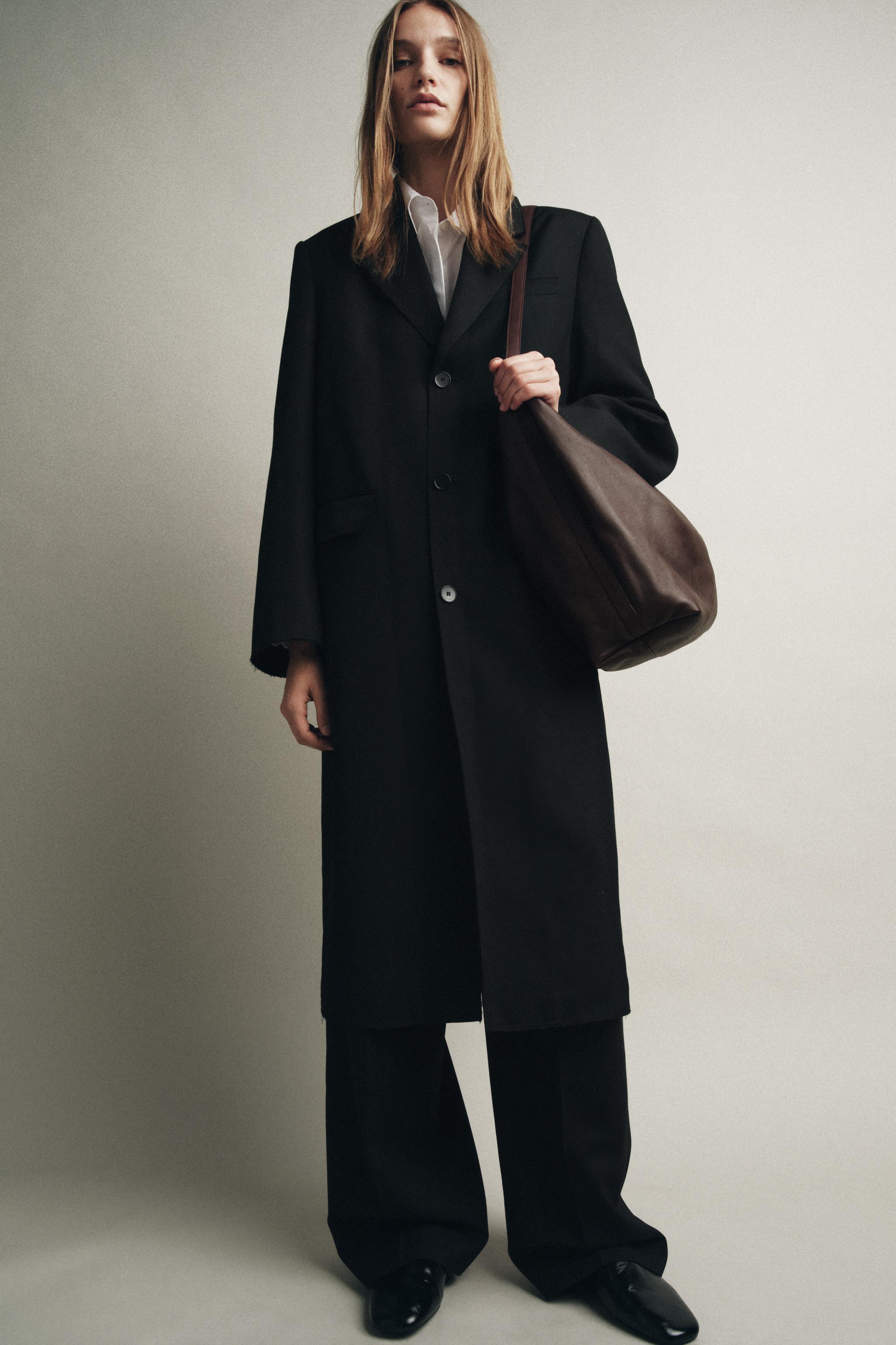 DOUBLE COMPARTMENT LEATHER BUCKET BAG