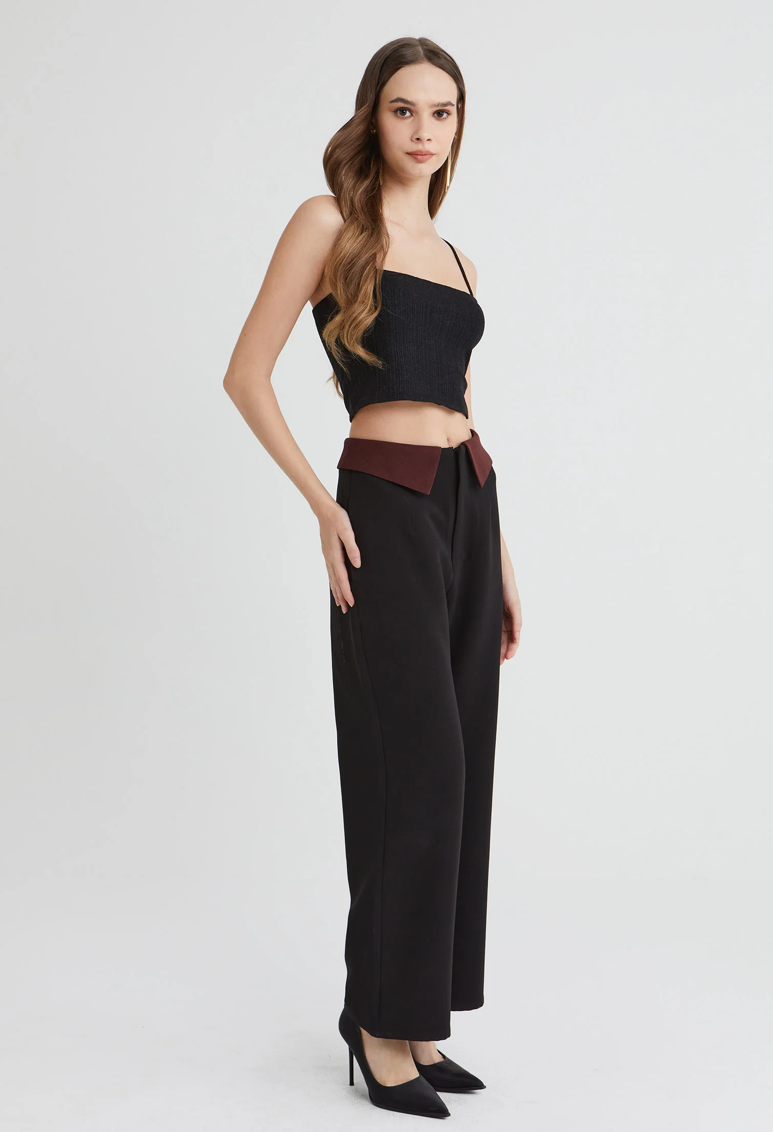 Knitted Tweed Spaghetti Strap Top