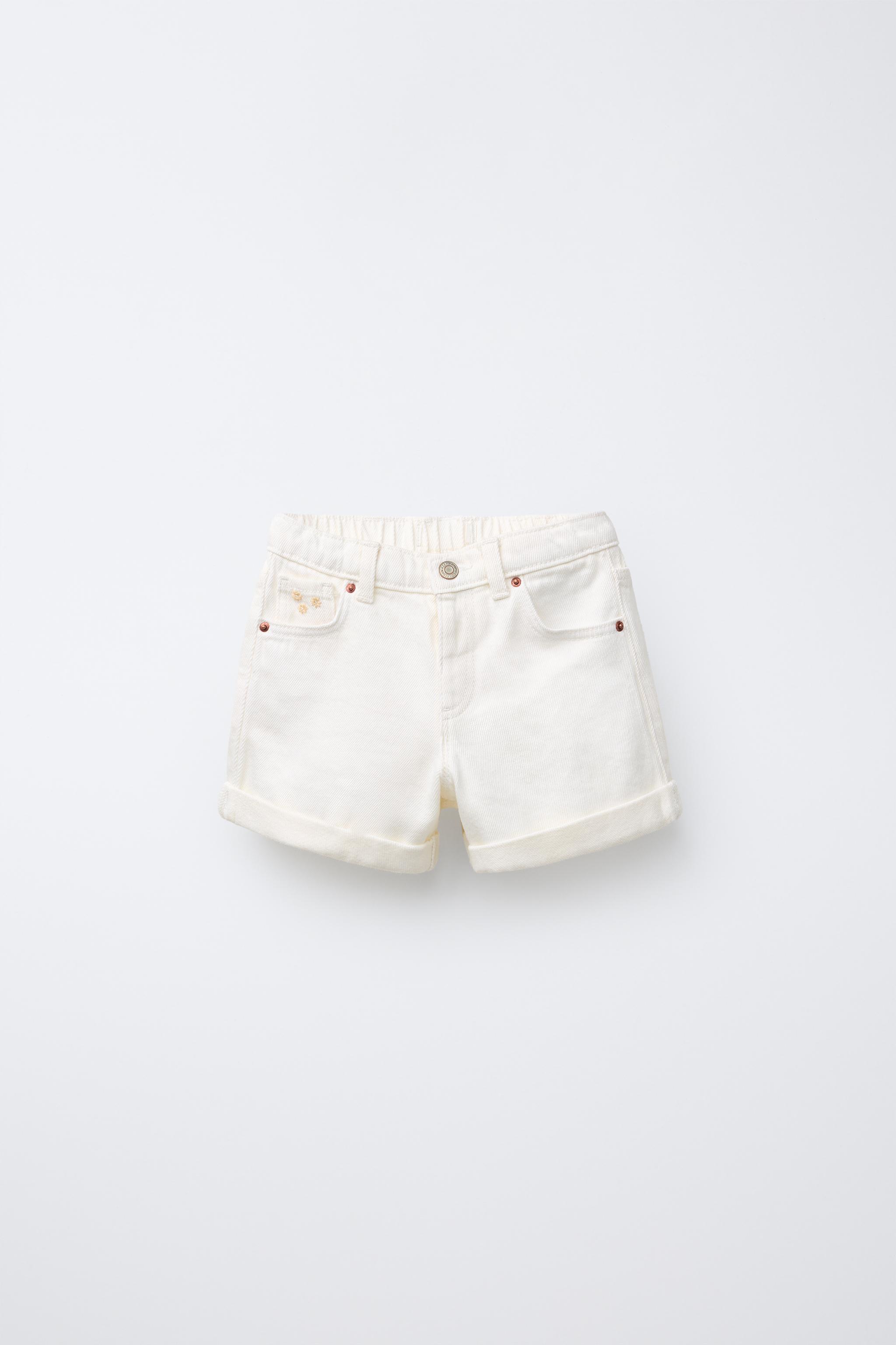 EMBROIDERED FLORAL HIGH WAIST DENIM SHORTS