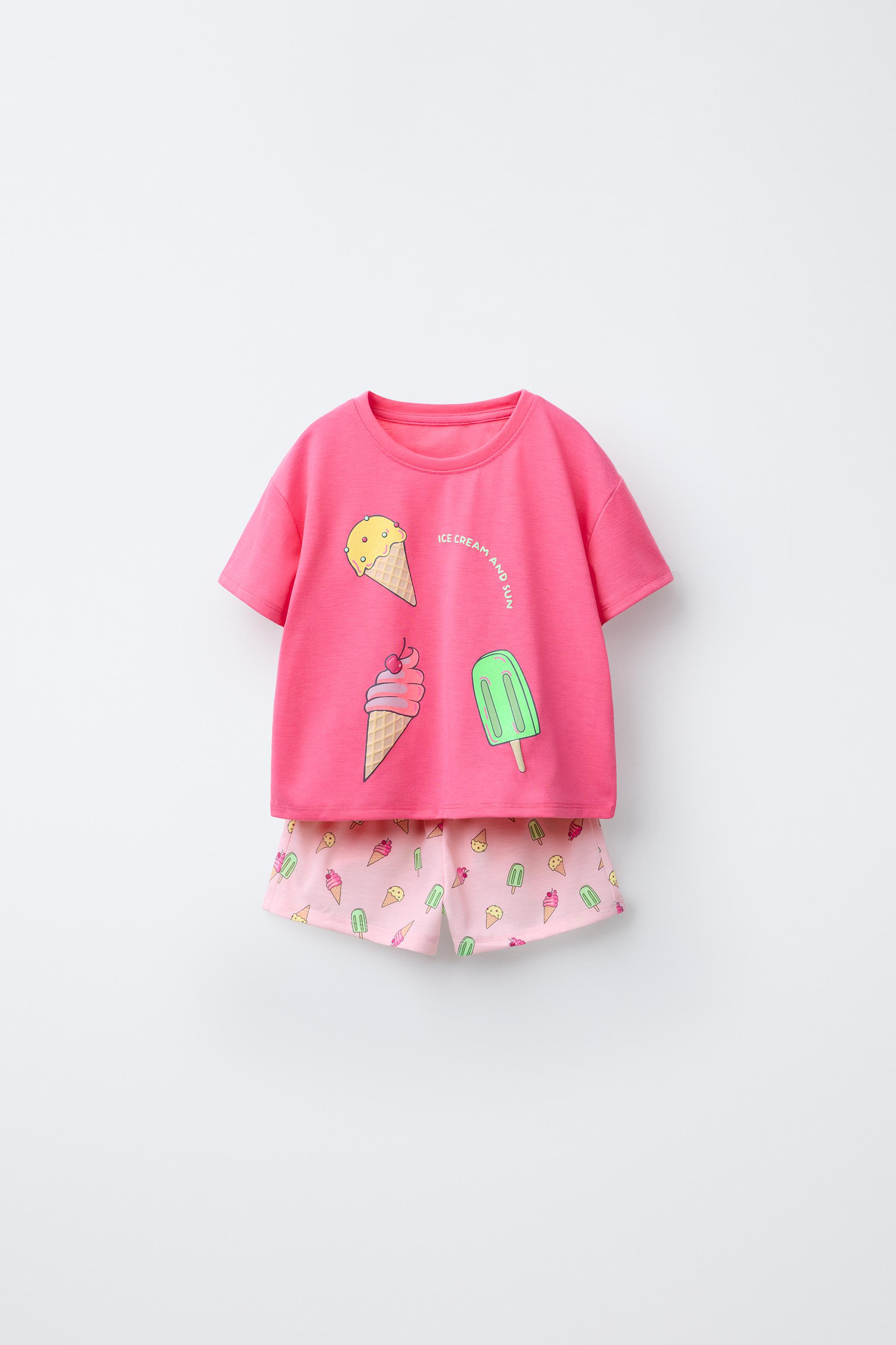 2-6 YEARS/ ICE CREAM T-SHIRT AND BERMUDA PAJAMAS